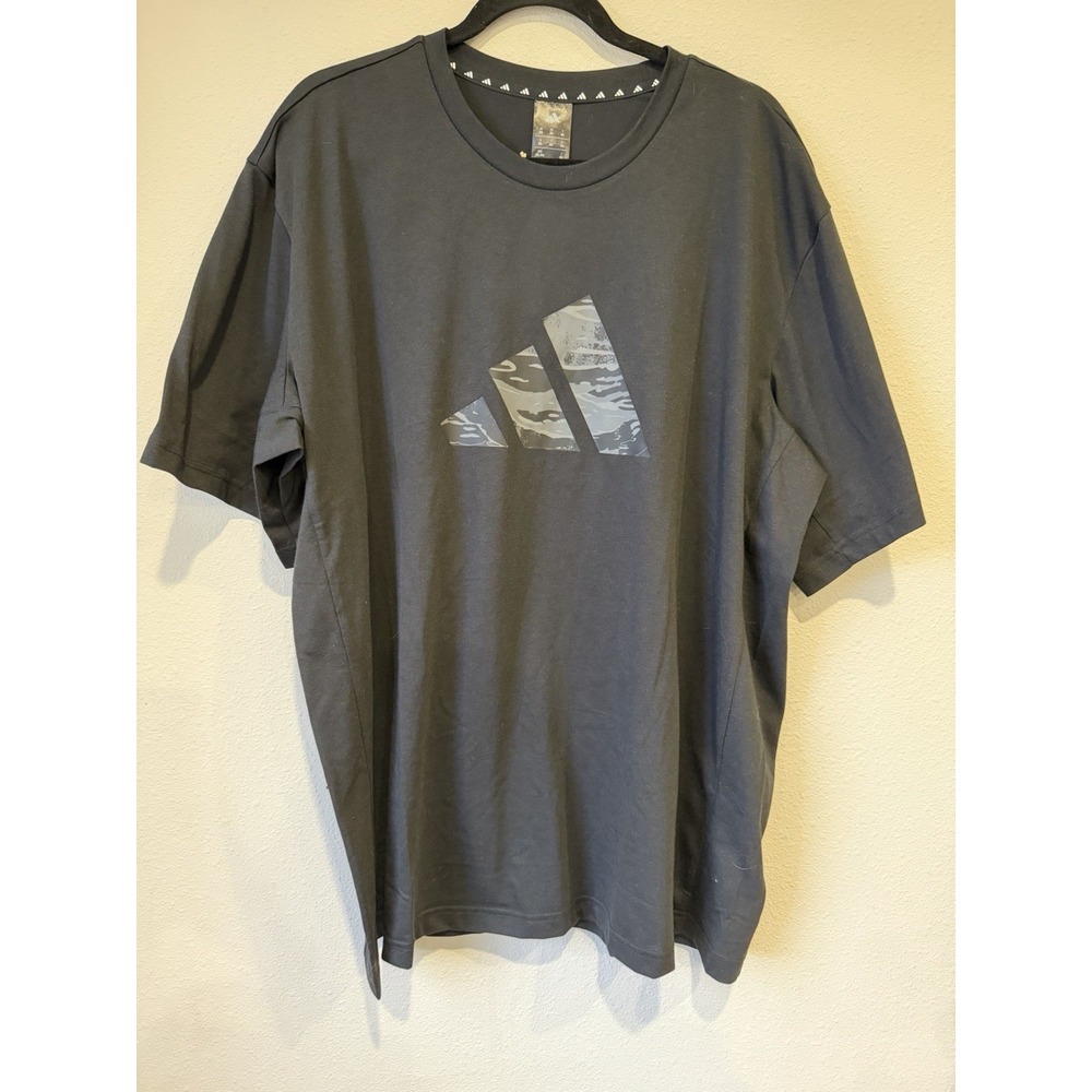 Adidas Mens‎ Small Short Sleeve Black Camo Logo Graphic T Shirt Breathable